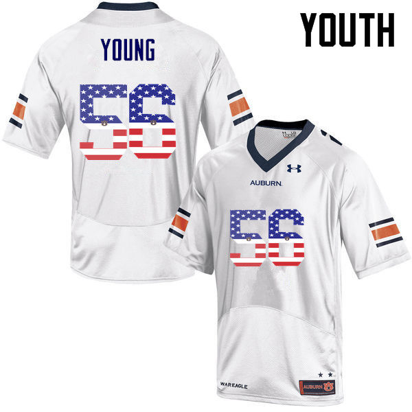 Auburn Tigers Youth Avery Young #56 White Under Armour Stitched College USA Flag Fashion NCAA Authentic Football Jersey HUB3174MO